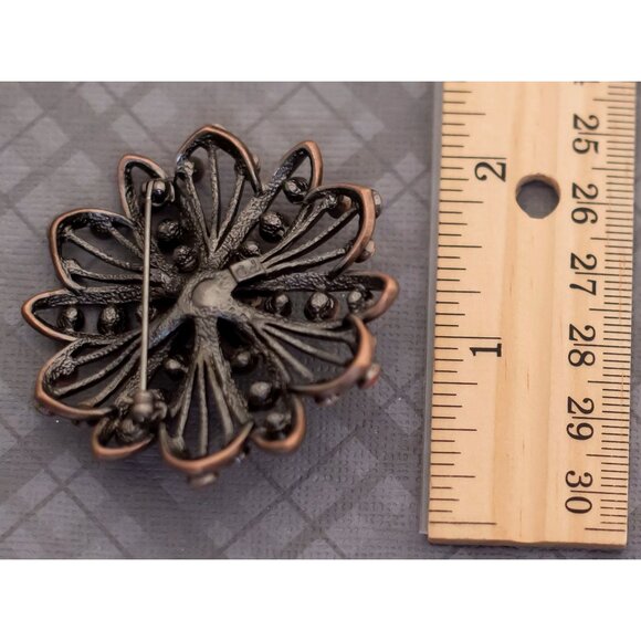 Vintage Rhinestone Floral Fantasy Brooch by PD G27 - Picture 2 of 2